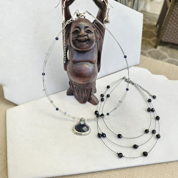 SET! Lia Sophia with 925 Teardrop Earrings & Beaded Choker SET! - Picture 3 of 14